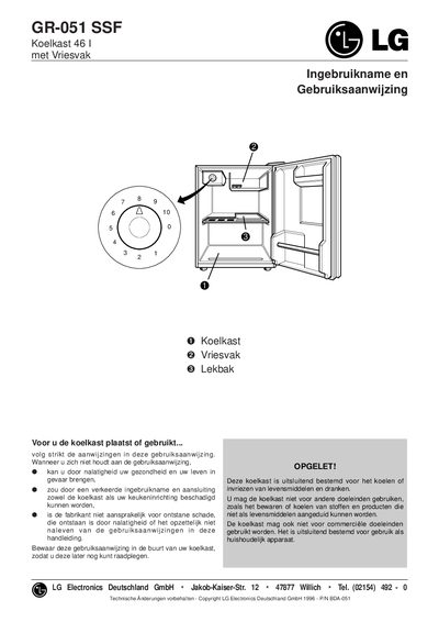LG GR-051 SSF Refrigerator User Manual - cover page