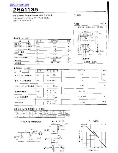 Toshiba 2SA1135 PNP Transistor Datasheet - cover page