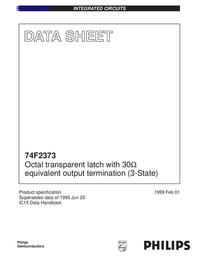 Philips 74F2373 Octal Transparent Latch Datasheet - cover page