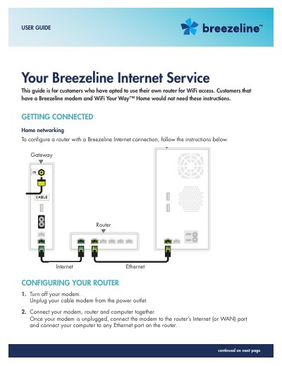 Breezeline Internet Service User Guide - cover page
