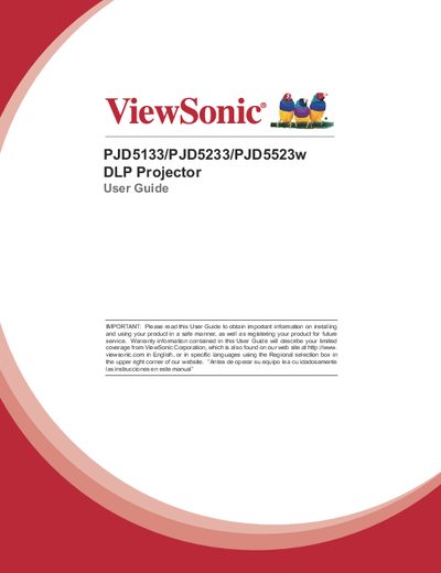 ViewSonic PJD5133/PJD5233/PJD5523w DLP Projector User Guide - cover page