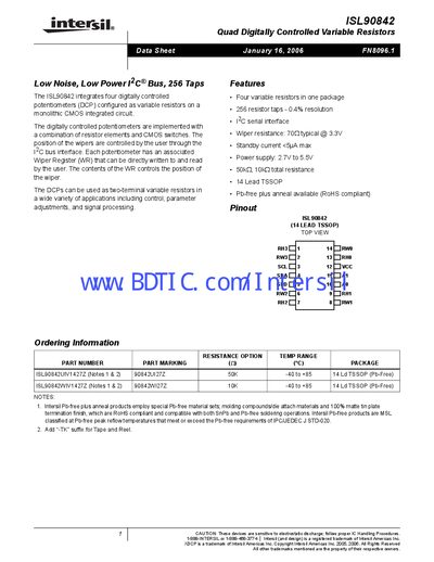 Intersil ISL90842 Datasheet - cover page