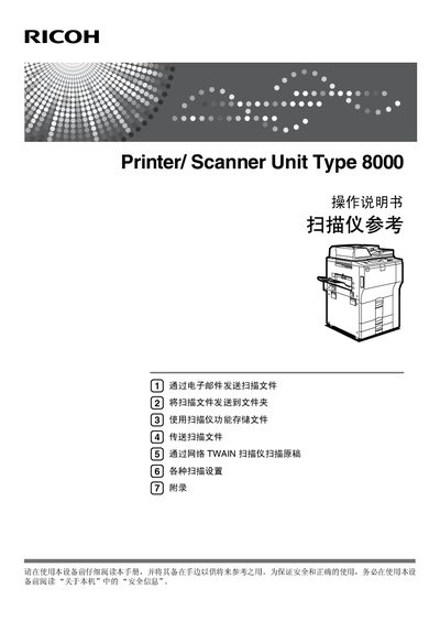 Ricoh Printer/Scanner Unit Type 8000 Operating Manual - cover page