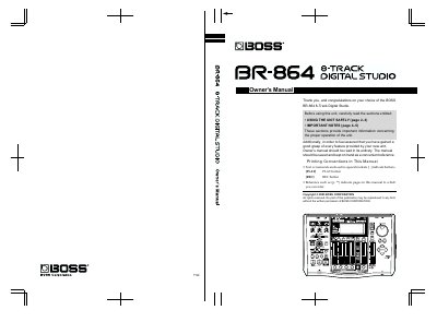 BOSS BR-864 8-Track Digital Studio Owner's Manual