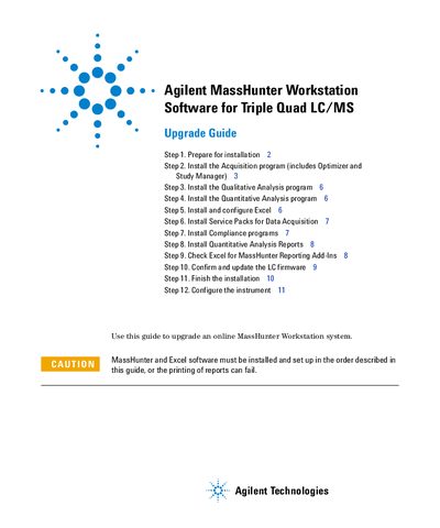 Agilent MassHunter Workstation Software for Triple Quad LC/MS Upgrade Guide - cover page