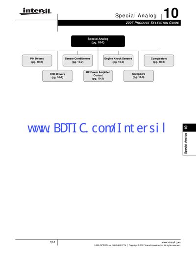Intersil Special Analog 2007 Product Selection Guide - cover page
