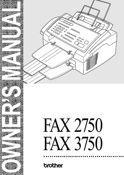 Brother FAX-2750/FAX-3750 Owner's Manual - cover page
