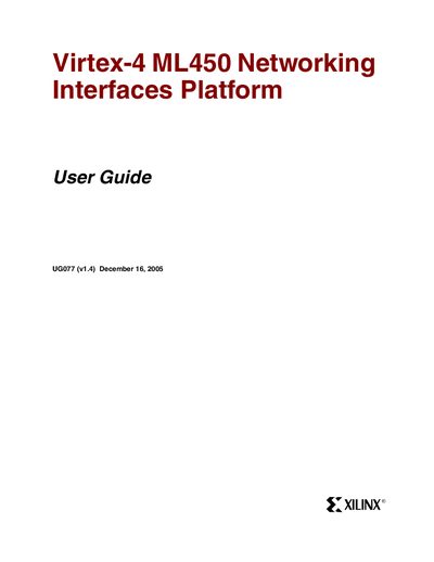 Xilinx Virtex-4 ML450 Development Board User Guide - cover page
