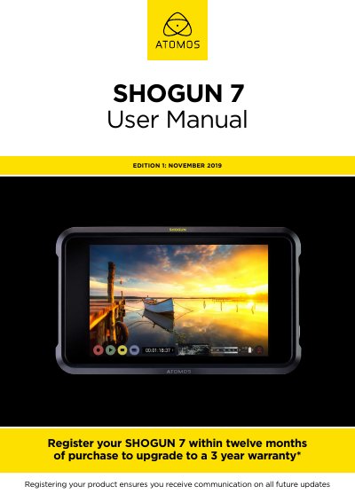 Atomos Shogun 7 User Manual - cover page
