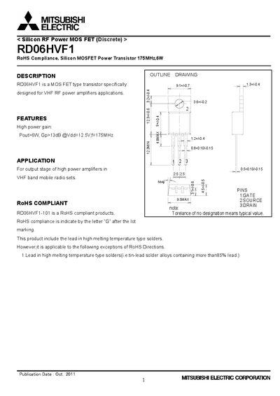 MITSUBISHI RD06HVF Manual - cover page