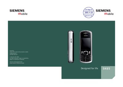 Siemens SK65 User Guide - cover page