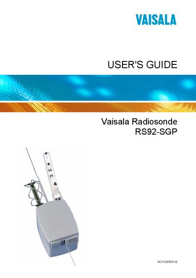 Vaisala RS92‑SGP User Guide - cover page