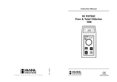 Hanna Instruments HI 95724C Free & Total Chlorine ISM Instruction Manual - cover page