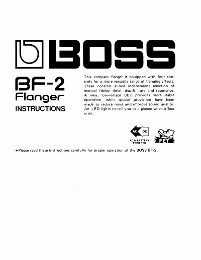 Roland BF-2 Flanger Instructions