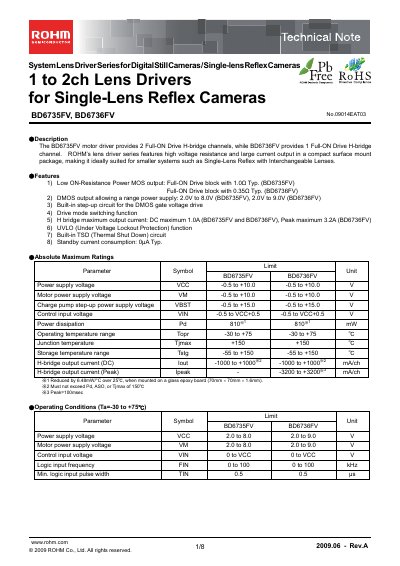 ROHM BD6735FV / BD6736FV Datasheet - cover page