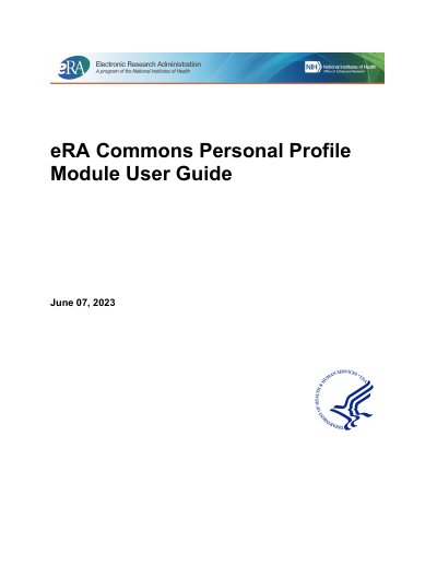NIH eRA Commons Personal Profile Module User Guide