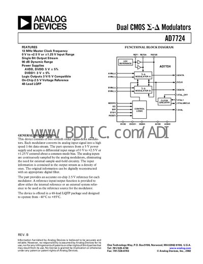 Analog Devices AD7724 Datasheet - cover page