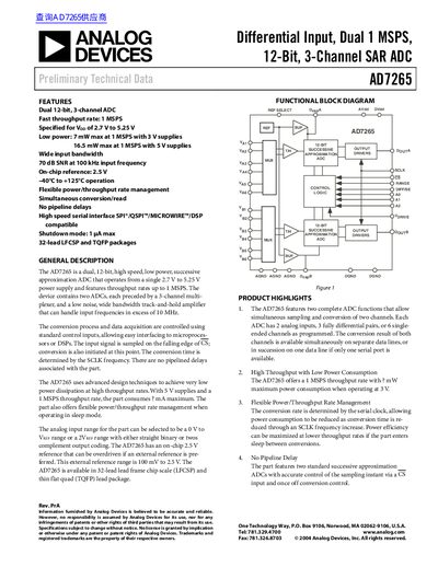 Analog Devices AD7265 Datasheet
