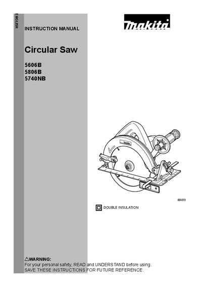 Makita Circular Saw 5606B/5806B/5740NB User Manual - cover page