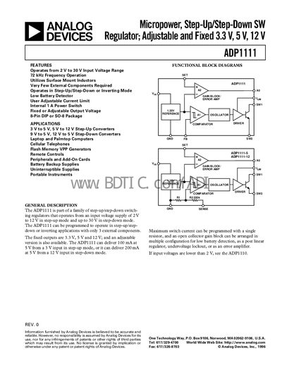 Analog Devices ADP1111 Datasheet - cover page