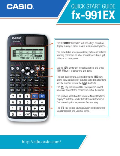 Casio fx-991EX Quick Start Guide - cover page