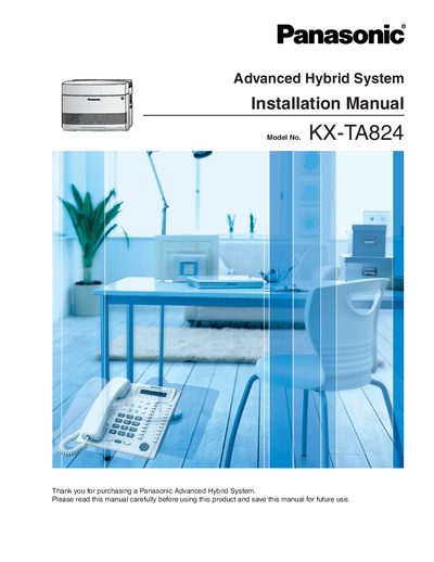 Panasonic KX-TA824 Installation Manual - cover page