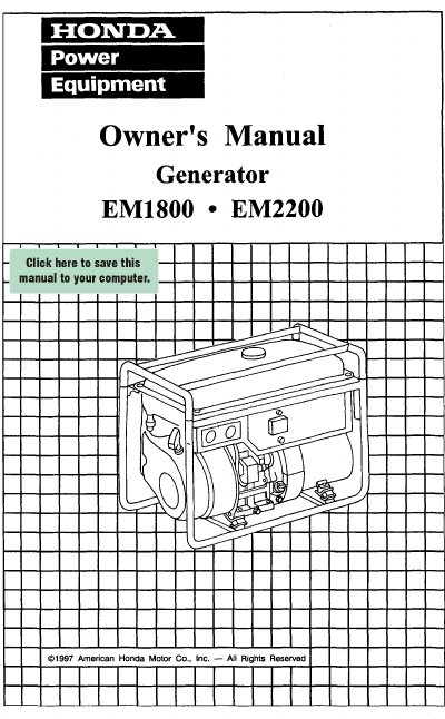 Honda EM1800/EM2200 Generator Owner's Manual