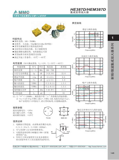 MMC HE387D/HEM387D Broadband Amplifier User Manual - cover page