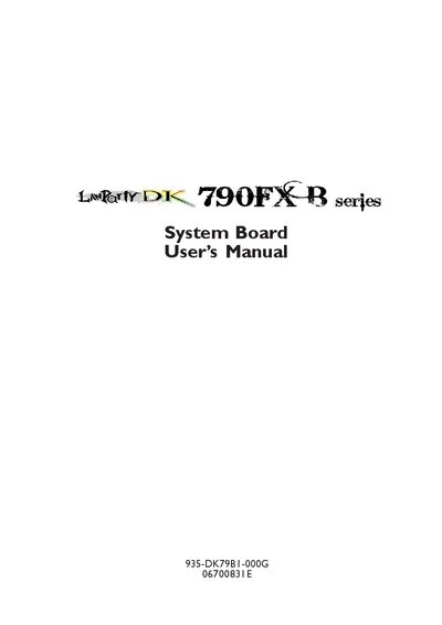 DFI 790FX B Series System Board User Manual - cover page