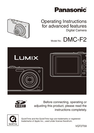 Panasonic DMC-F2 Digital Camera Operating Instructions - cover page