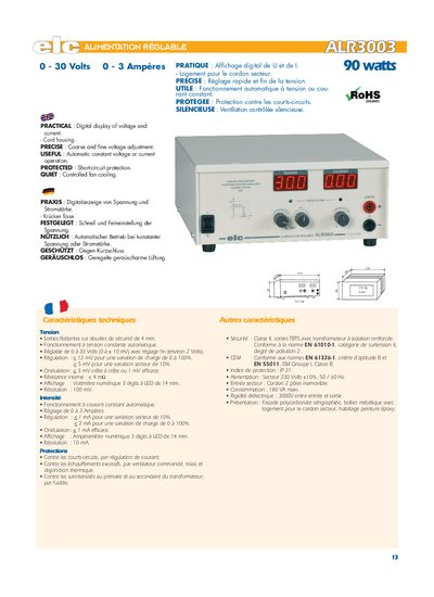 ALR3003 Adjustable Power Supply Manual - cover page