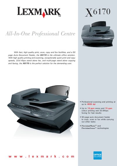 Lexmark X6170 All-In-One User Manual - cover page
