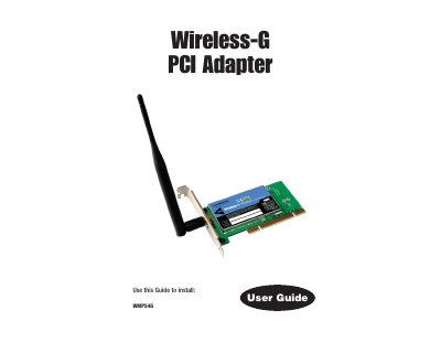Linksys WMP54G Wireless-G PCI Adapter User Guide - cover page