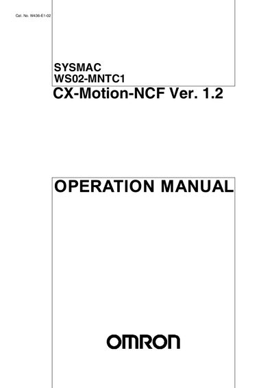 Omron WS02-MNTC1 CX-Motion-NCF Operation Manual - cover page