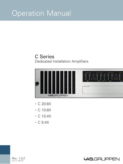 Lab.gruppen C Series Dedicated Installation Amplifiers Operation Manual - cover page