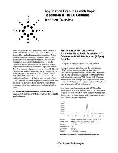 Agilent Rapid Resolution HT HPLC Columns Application Examples - cover page