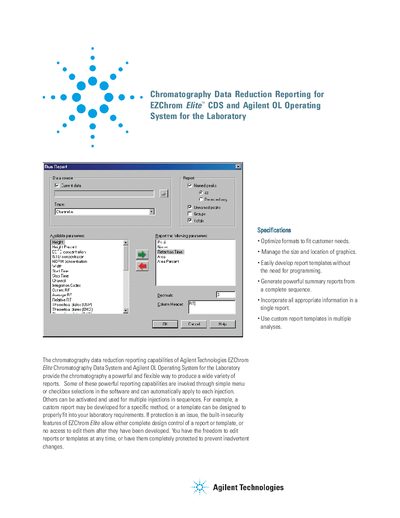 Agilent EZChrom Elite CDS and OL Operating System Data Reduction Reporting Manual - cover page