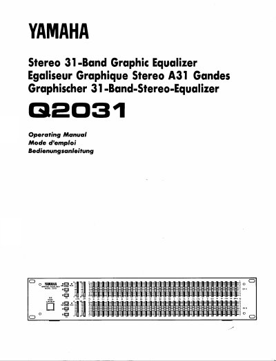 Yamaha Q2031 Stereo Graphic Equalizer Operating Manual - cover page