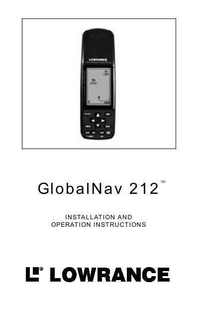 Lowrance GlobalNav 212TM Installation and Operation Instruction Manual - cover page