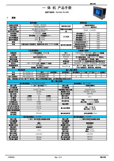 YU X4A/X4R All-in-One Controller Installation Manual - cover page