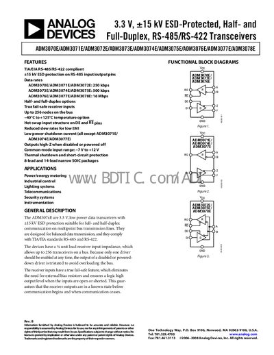 ANALOG DEVICES ADM3070E/ADM3071E/ADM3072E/ADM3073E/ADM3074E/ADM3075E/ADM3076E/ADM3077E/ADM3078E handbook - cover page