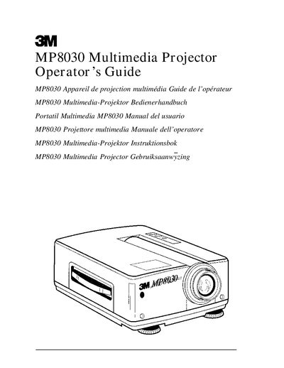 3M MP8030 Multimedia Projector Operator's Guide