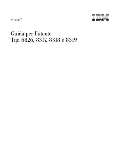 IBM NetVista 6826/8317/8318/8319 User Guide - cover page