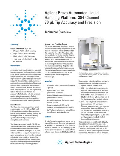 Agilent Bravo Automated Liquid Handling Platform 384-Channel Tip Accuracy and Precision Overview - cover page