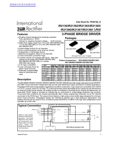international IOR Rectifier IR2136/IR21362/IR21363/IR21365/ IR21366/IR21367/IR21368 (J S) (PbF) handbook
