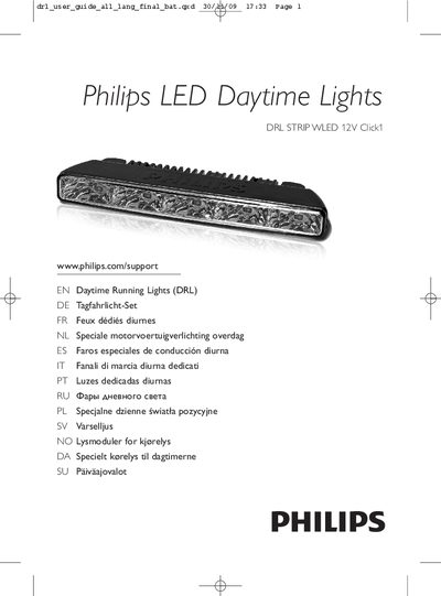 Philips LED Daytime Lights Installation Guide - cover page