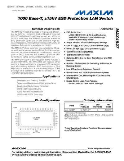 Maxim MAX4927 Datasheet - cover page