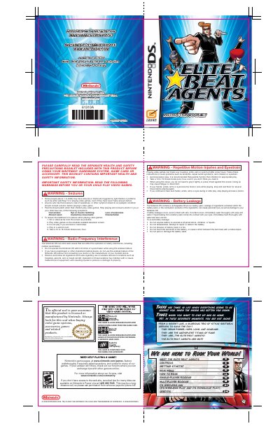 Elite Beat Agents Instruction Booklet - cover page