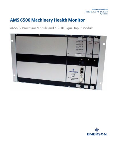 Emerson AMS 6500 Machinery Health Monitor A6560R/A6510 Reference Manual - cover page