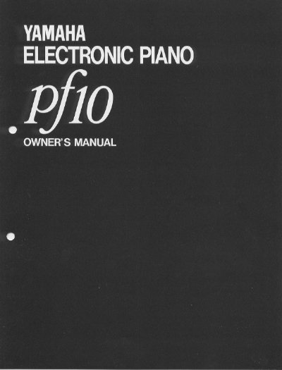 Yamaha PF10 Electronic Piano Owner's Manual